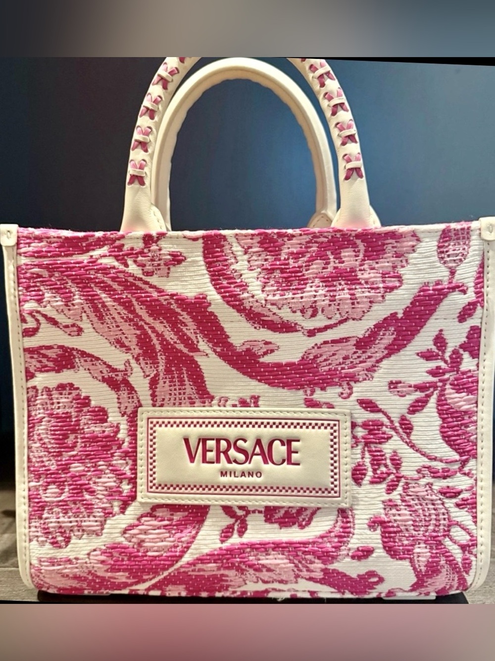 Versace Floral Pink and Cream Tote